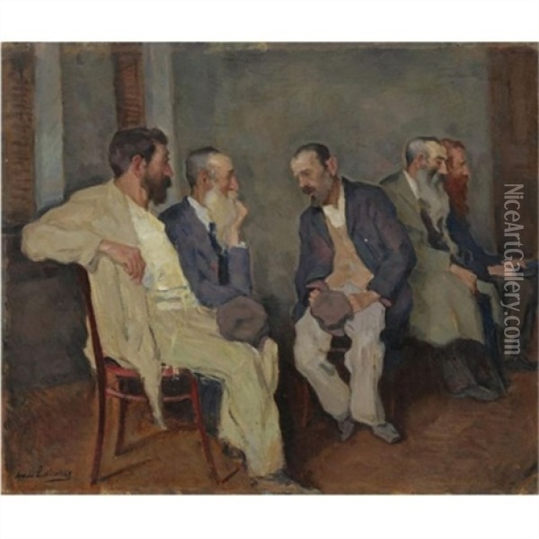The Conversation Oil Painting - Arnold Borisovich Lakhovsky