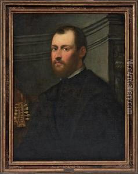Ritratto Di Musicista Oil Painting - Domenico Tintoretto