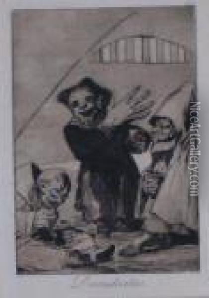 Caprichos: Plate 49, Duendecitos Oil Painting - Francisco De Goya y Lucientes