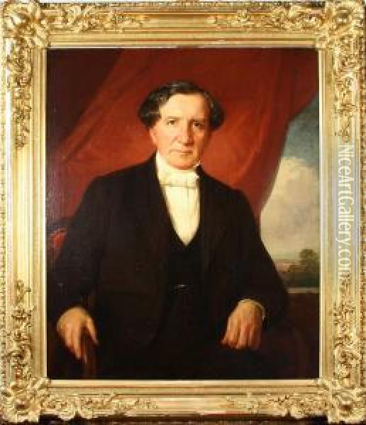 Portratt Av Malcolm Hamilton, Signerad Och Daterad C. Staaff 1860 Oil Painting - Carl Theodor Staaf
