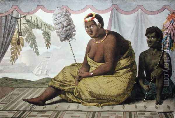 Ka'ahumanu, Queen of the Sandwich Islands, from 'Voyage Pittoresque autour du Monde', 1822 Oil Painting - Ludwig (Louis) Choris
