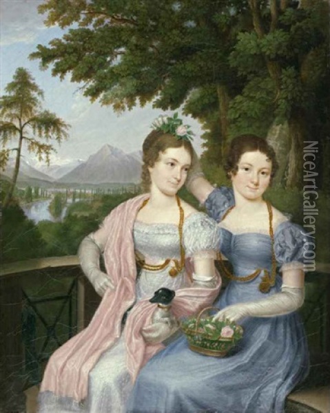 Zwei Schwestern Oil Painting - Franz Joseph Menteler