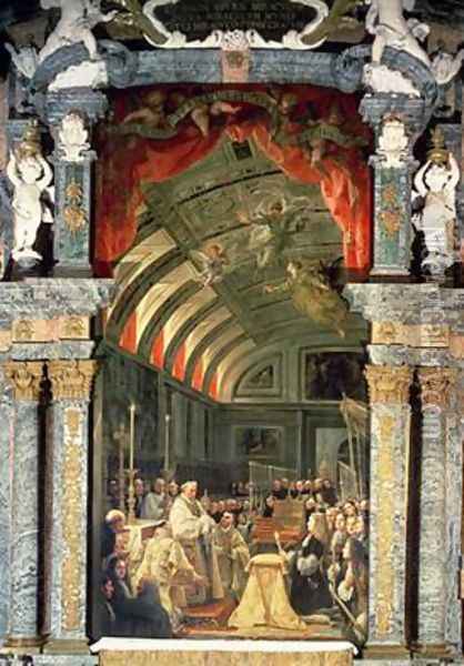 Holy Communion of Charles II (1661-1700) and his Court, 1690 Oil Painting - Claudio Coello