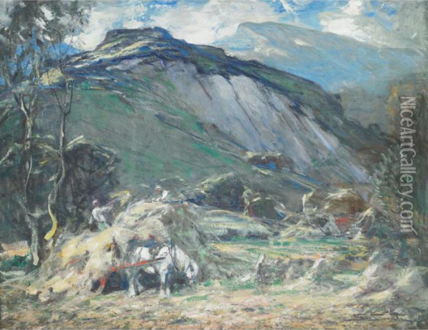 Haying In The Highlands Oil Painting - George Smith