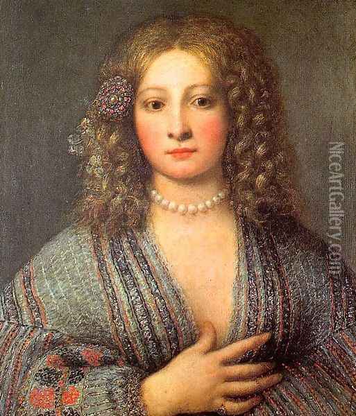 Portrait of a Courtesan 1665 Oil Painting - Girolamo Forabosco