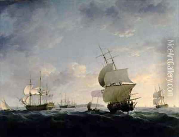 Shipping in the English Channel Oil Painting - Charles Brooking
