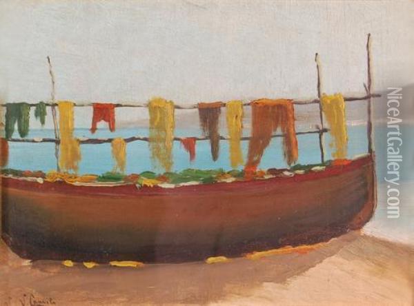 Barca Oil Painting - Vincenzo Caprile