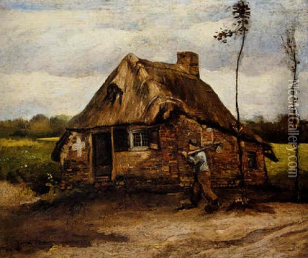 Paysan Devant Une Chaumiere Oil Painting - Vincent Van Gogh