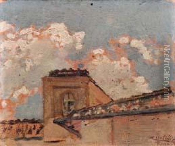 Tetti Di Roma Oil Painting - Cesare Tiratelli