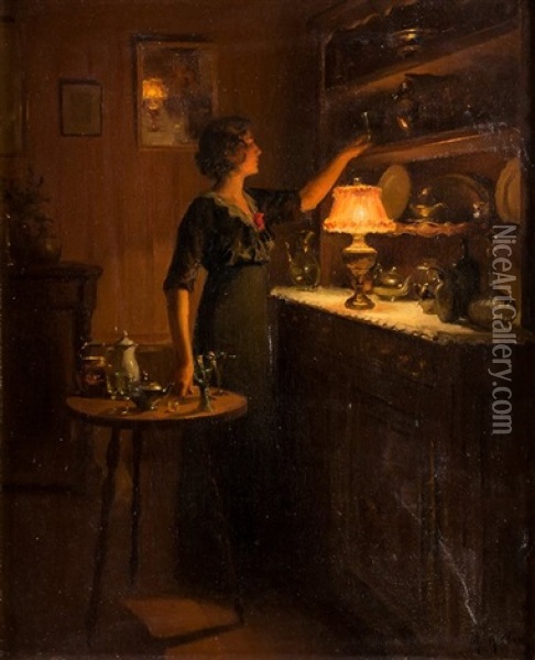 Mujer En Interior Oil Painting - Marcel Rieder