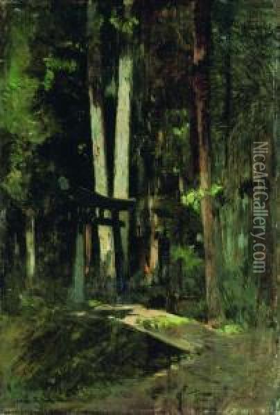 A Forest Shrine, Japan Oil Painting - Louis Dumoulin