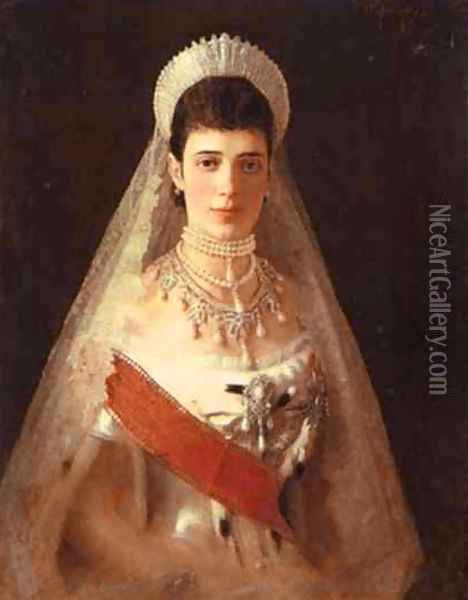 Portrait Of The Empress Maria Feodorovna Oil Painting - Ivan Nikolaevich Kramskoy