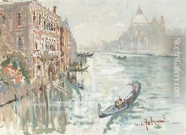 The Grand Canal, Venice Oil Painting - Giulio Falzoni