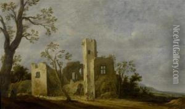 Landscape With Ruins Oil Painting - Charles-Cornelisz de Hooch