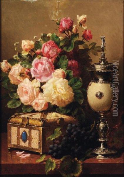 Nature Morte Au Bouquet De Fleurs Et Ala Coupe Oil Painting - Jean-Baptiste Robie