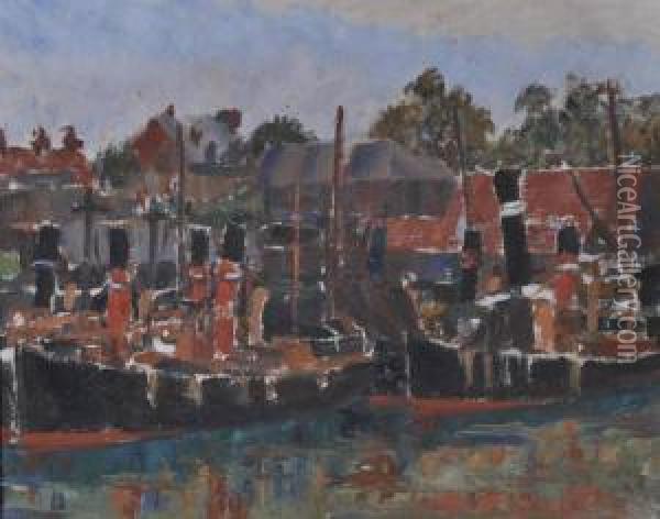 Harbour Scene Oil Painting - Greville Irwin