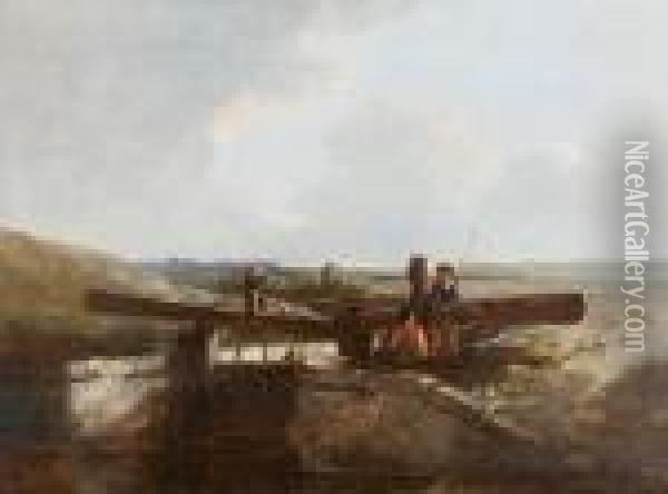 Boys Fishing Bramford Lock Oil Painting - Edward Robert Smythe