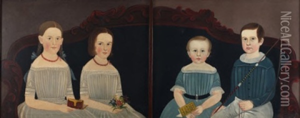 Double Portraits (pair) Oil Painting - Sturtevant J. Hamblen