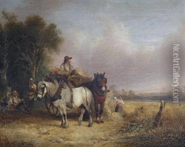 Harvest Scene Oil Painting - Snr William Shayer