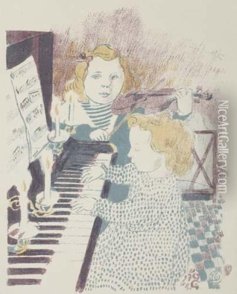 Au Piano, Frontispice Des Concerts Du Petit Frere Et De La Petite S?ur Oil Painting - Maurice Denis