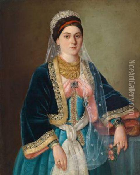 Bildniseiner Schwester Von Stevan Petrovic Knicanin Oil Painting - Uros Knezevic