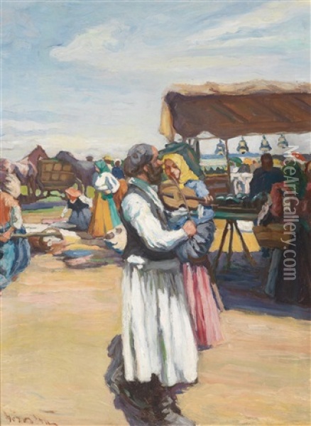 Marktszene Oil Painting - Tivadar Jozef Mousson