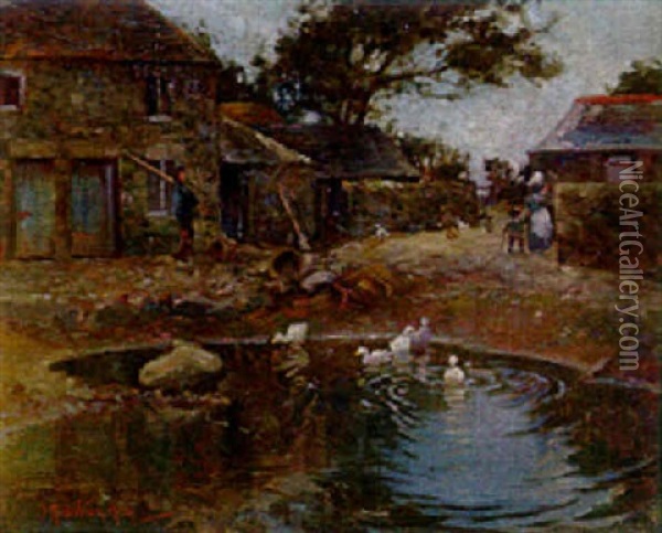 The Duck Pond Oil Painting - James Hamilton Hay