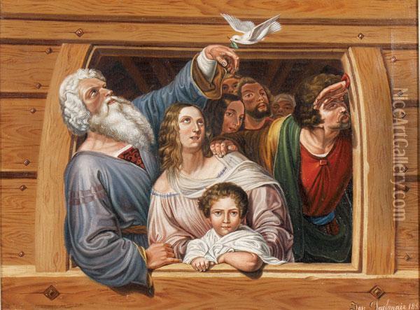 Noah And His Family Aboard The Ark Oil Painting - Joseph Grabmair