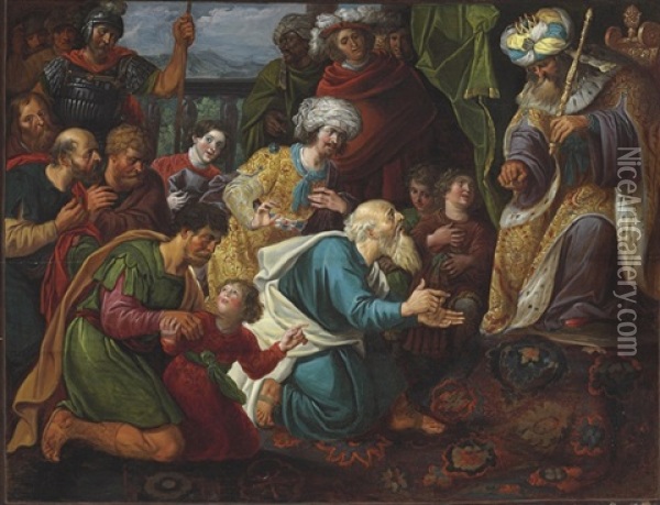 The Family Of Jacob In Egypt Oil Painting - Gaspar van den Hoecke