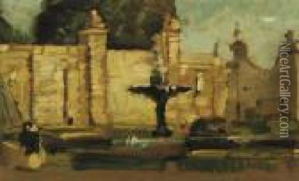 A Stroll In The Palace Gardens Oil Painting - Emma Ciardi