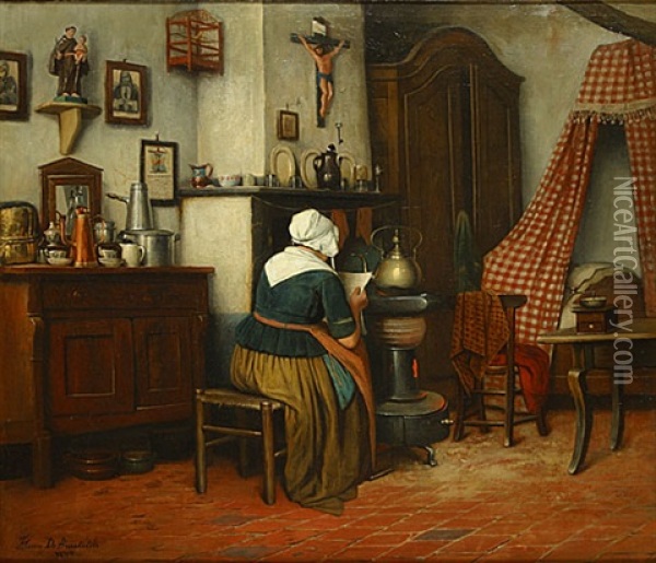 La Lecture Oil Painting - Henri de Braekeleer