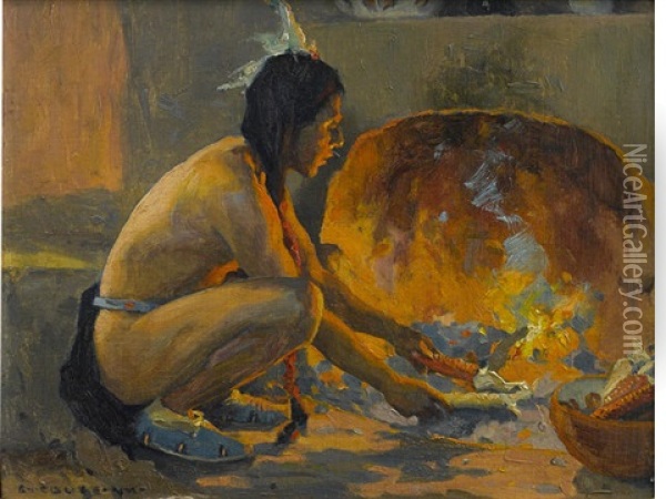 The Cornhusker Oil Painting - Eanger Irving Couse
