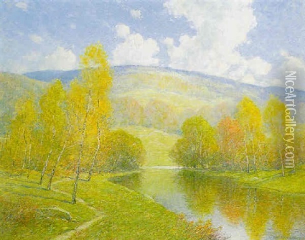 The Path By The River Oil Painting - Ernest Albert