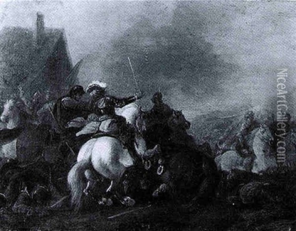 A Cavalry Skirmish Oil Painting - Joseph Francois Ignace Parrocel