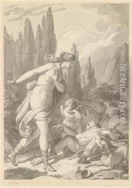 Venus And Adonis Oil Painting - Johann Baptist Lampi