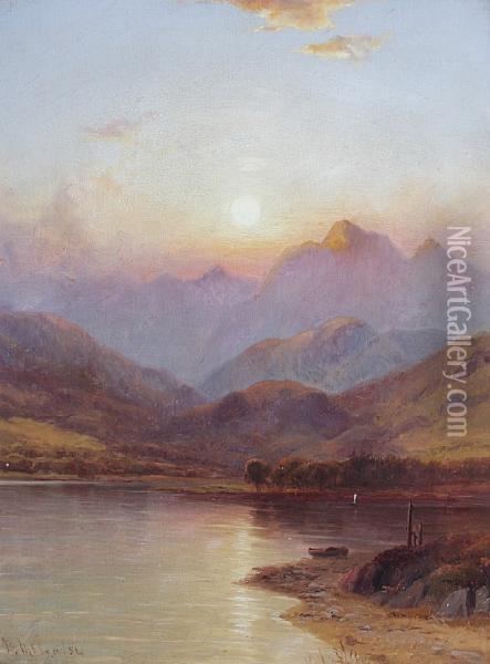 Loch Scene At Sunset Oil Painting - Duncan Fraser Mclea