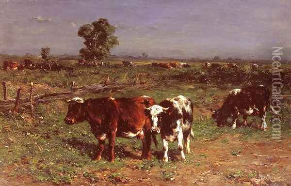 Cattle Grazing Oil Painting - Johannes-Hubertus-Leonardus de Haas