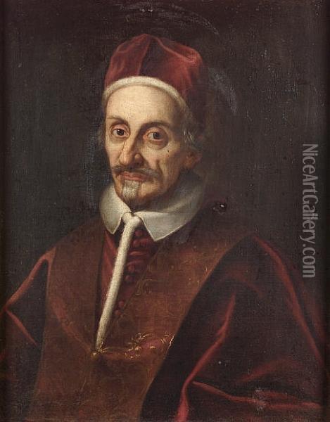 Portrait Of Pope Clement Ix, Half-length, In Papal Robes Oil Painting - Giovanni Battista (Baciccio) Gaulli