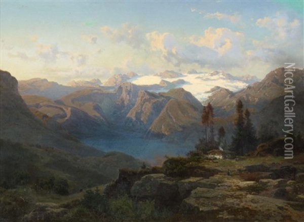 Im Hochgebirge Am Dachstein Oil Painting - Stanislas Graf Von Kalckreuth