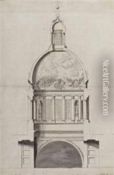 Schnitt Durch Die Von Ihm Entworfene Kuppel Von San Andrea In Mantua Oil Painting - Filippo Juvarra
