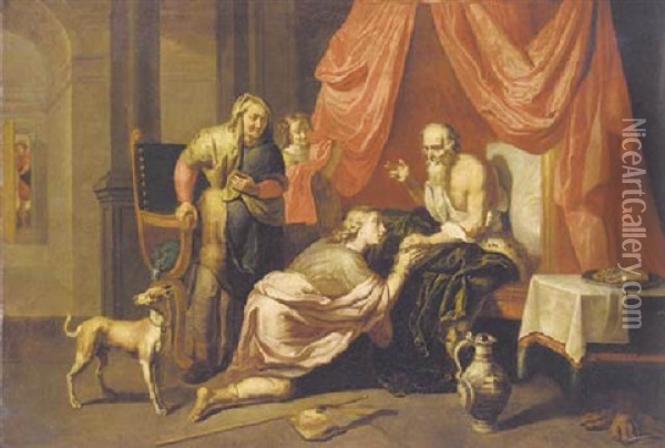 Isaac Blessing Jacob Oil Painting - Willem van Herp the Elder