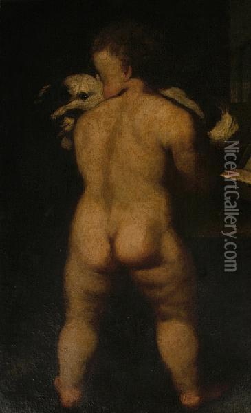 A Boy Carrying A Dog Oil Painting - Antonio Amorosi