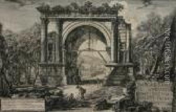 Bridge Of Augustus Caesar Oil Painting - Giovanni Battista Piranesi