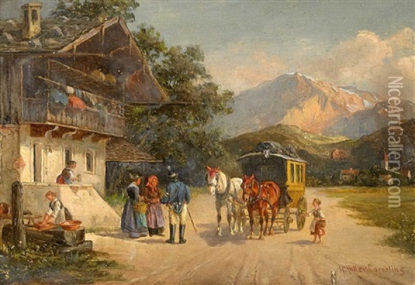Die Postkutsche Oil Painting - Ludwig Mueller-Cornelius