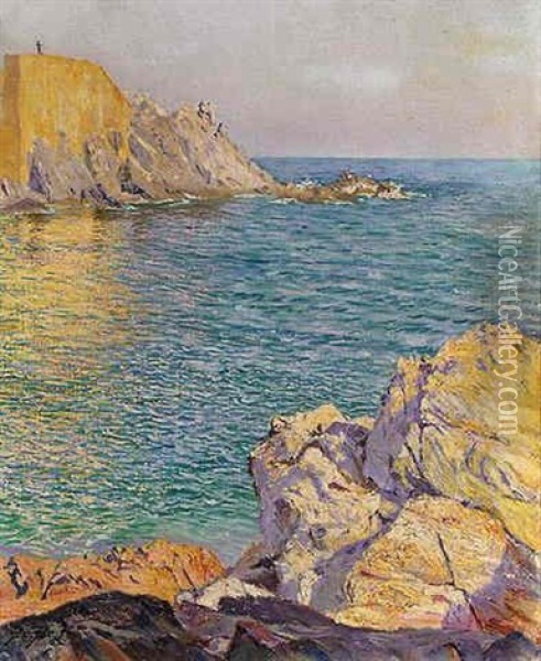 Coastal View Of Brittany Oil Painting - Antoni Jan Austen