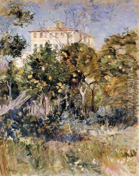 Villa With Orange Trees Nice Oil Painting - Berthe Morisot
