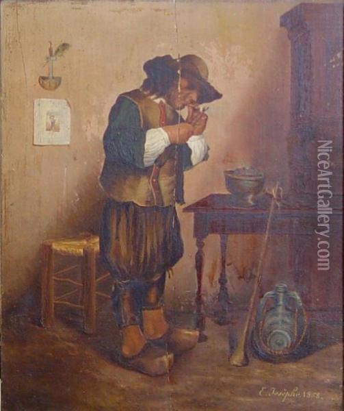Le Fumeur Oil Painting - Joseph Eliot Enneking