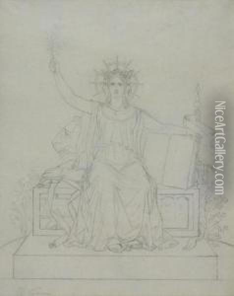 Design For The Figure Of The French Republic Oil Painting - Pierre Roch Vigneron