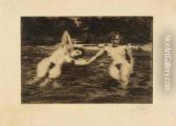 Water Nymphs (#) Wet (#) Early (#) Adler Oil Painting - Anders Zorn