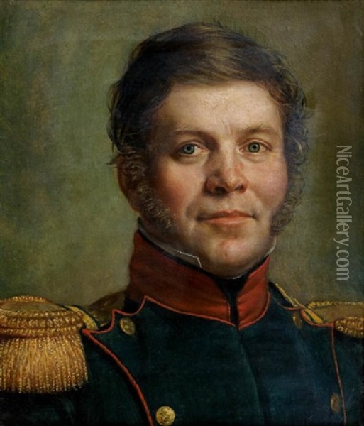 Portrait De Militaire Oil Painting - Jean-Baptiste Mutin